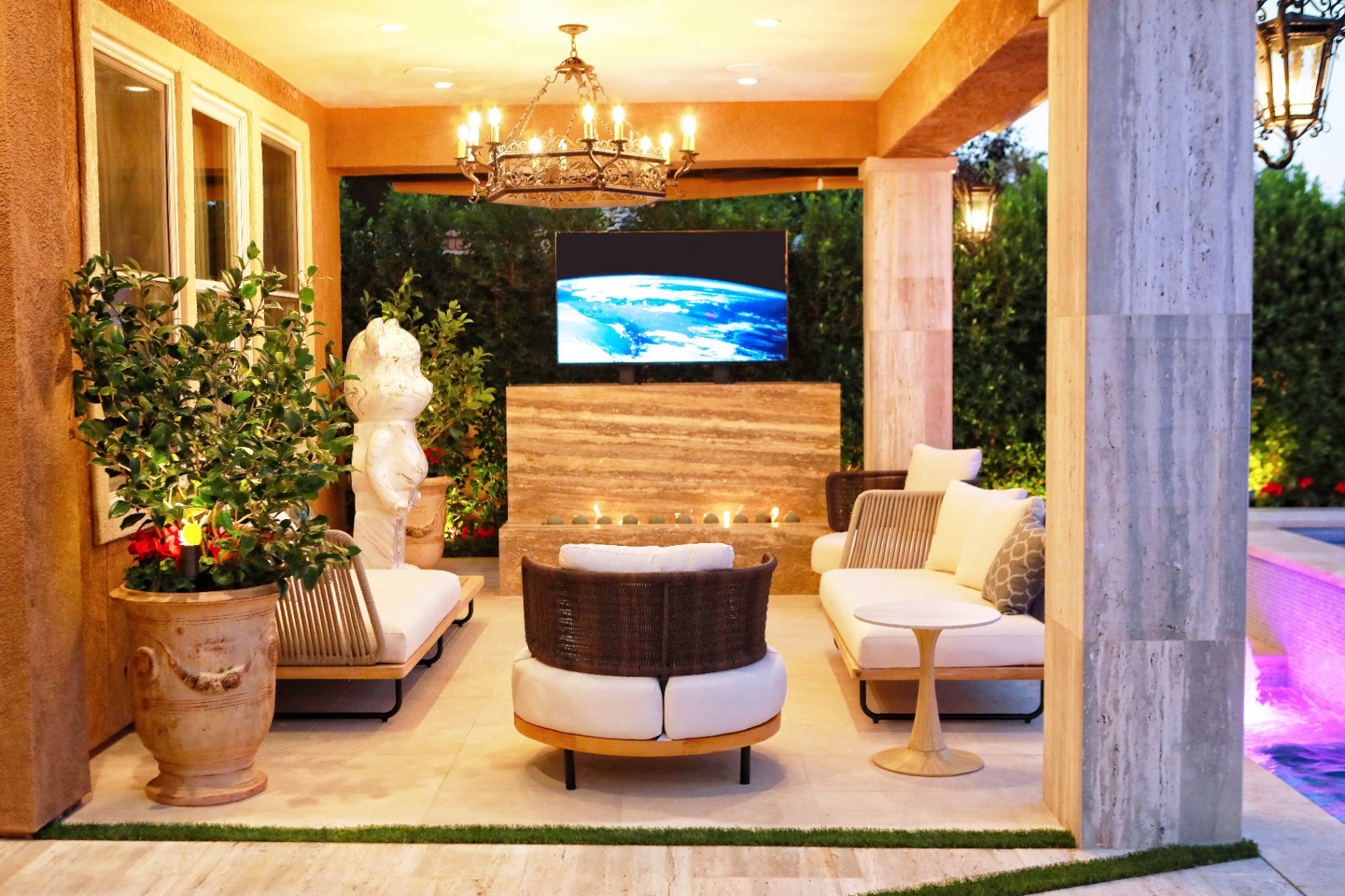 Stone outdoor kitchen pavilion, Hidden Hills