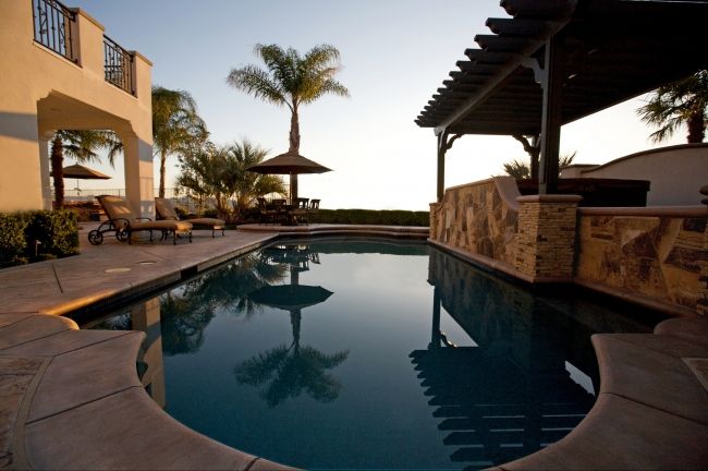 Pergola pool and spa at sunset, Temecula Valley